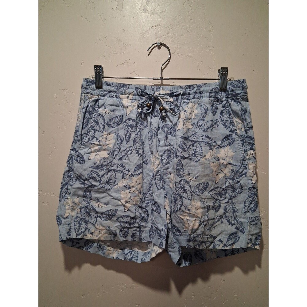 Margaritaville Island Reserve Wmns S Blue Linen Blend Tropical Shorts Cruise